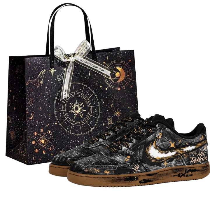 Nike Nike Court Vision 1 Amber, Special Shoe Box, Bohemian, Sun God, Design Inspired Gold Foil Distressed