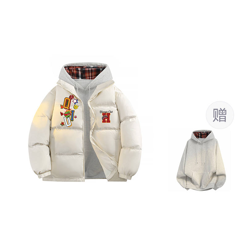 HUANQIU Down Jackets Unisex Stand Collar Thickened Puffer Jacket