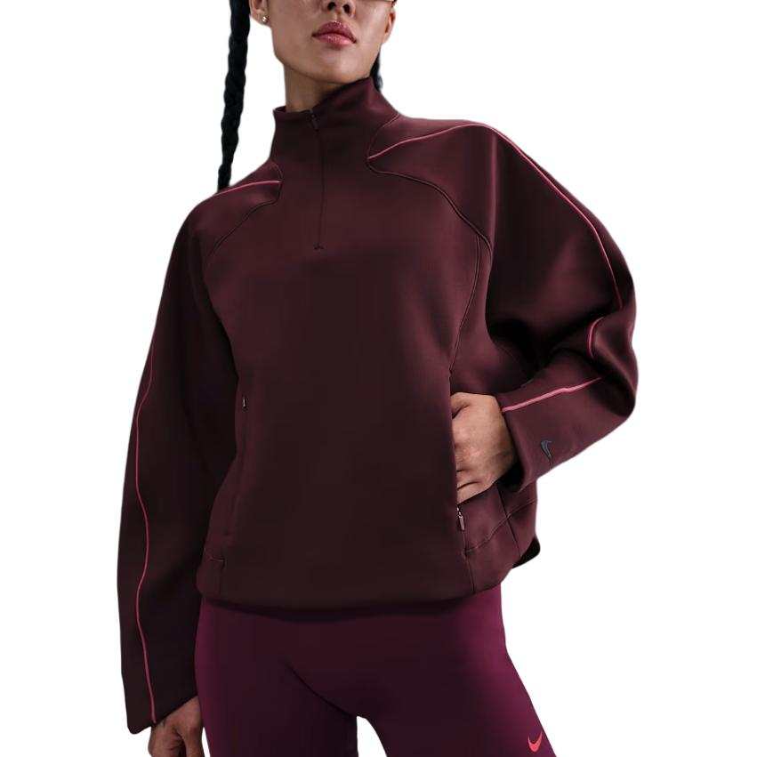 Nike Nike Sweatshirts Women's Burgundy Red Stand Collar Moderate