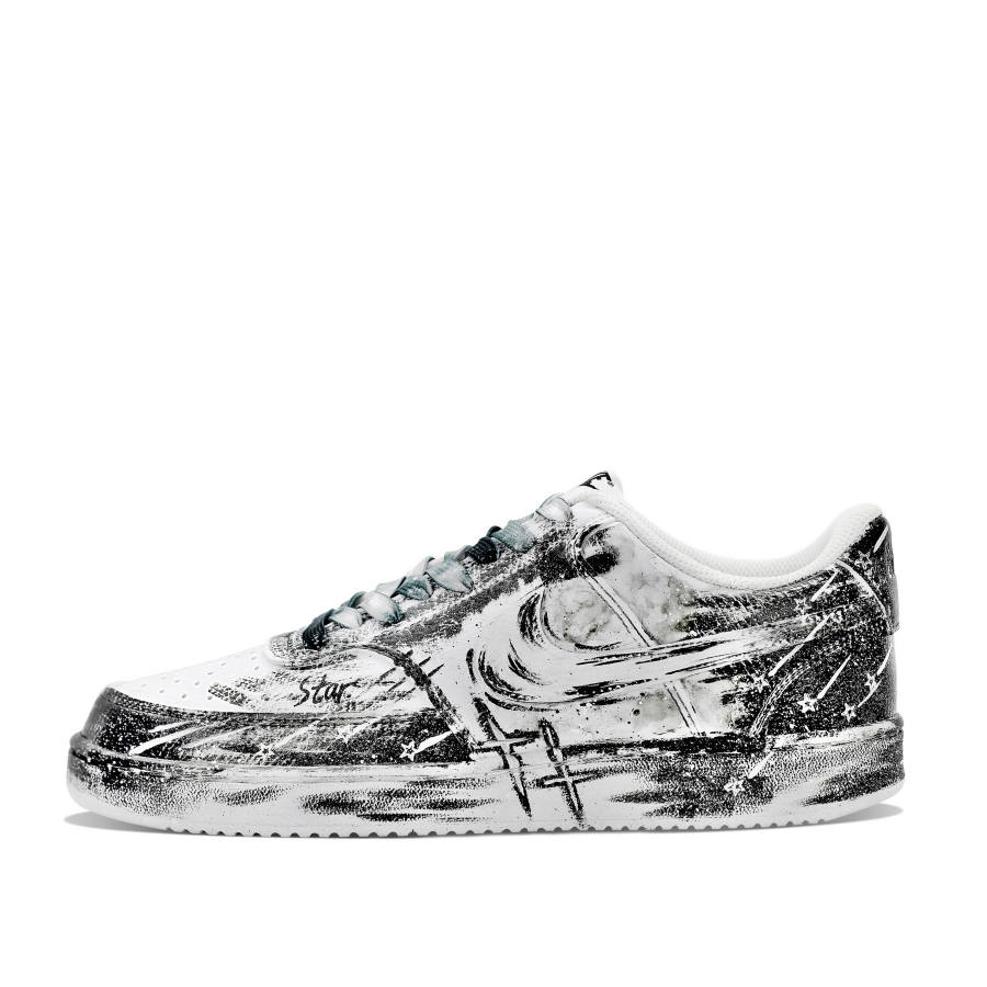 Nike Nike Court Vision 1 Little Twin Stars Sky Synthetic Leather Abrasion Resistant Low top Skateboard Shoes Unisex Black