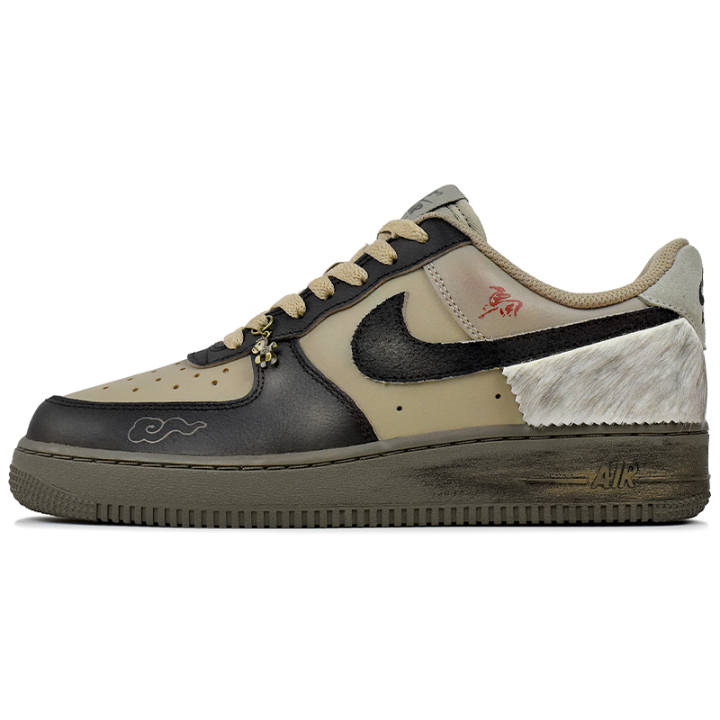 Nike Nike Air Force 1 Abrasion Resistant Low top Skateboard Shoes Unisex Black Brown