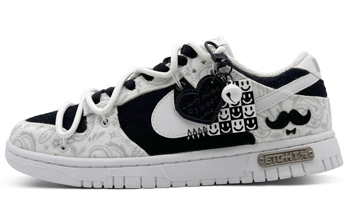 Nike Nike Dunk ESS'White Paisley' Wear resistant And Lightweight Low top Skateboard Shoes Women's Black White