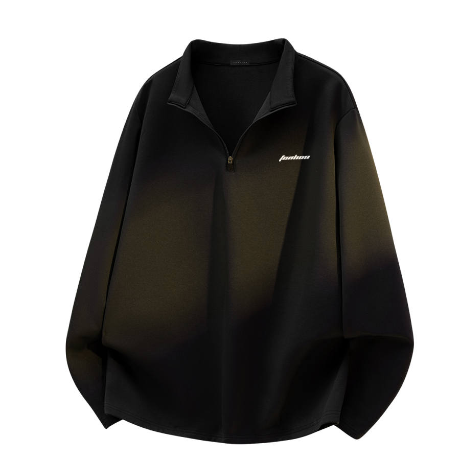 Tonlion T Shirts Unisex Stand Collar Thickened And Fleece Lined Straight Fit