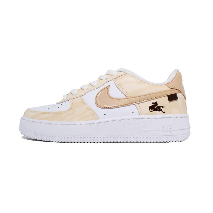 Nike Nike Air Force 1 Firefly Forest, Cream Apricot Tea Language Low top Skateboard Shoes Women's Yellow