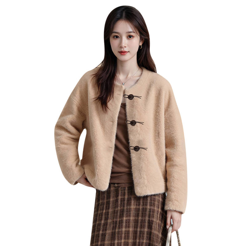 MIIOW Furs Women's Crew Neck Thickened And Fleece Lined