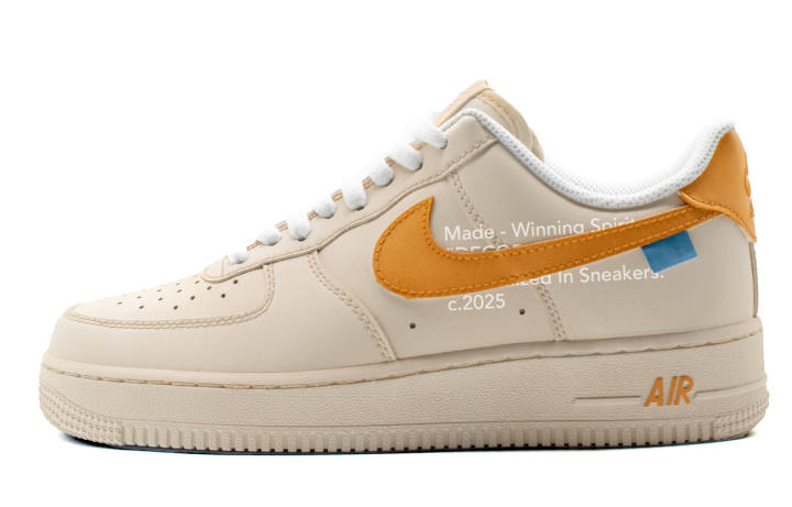 Nike Nike Air Force 1 Leather Abrasion Resistant Low top Skateboard Shoes Women's Brown Orange