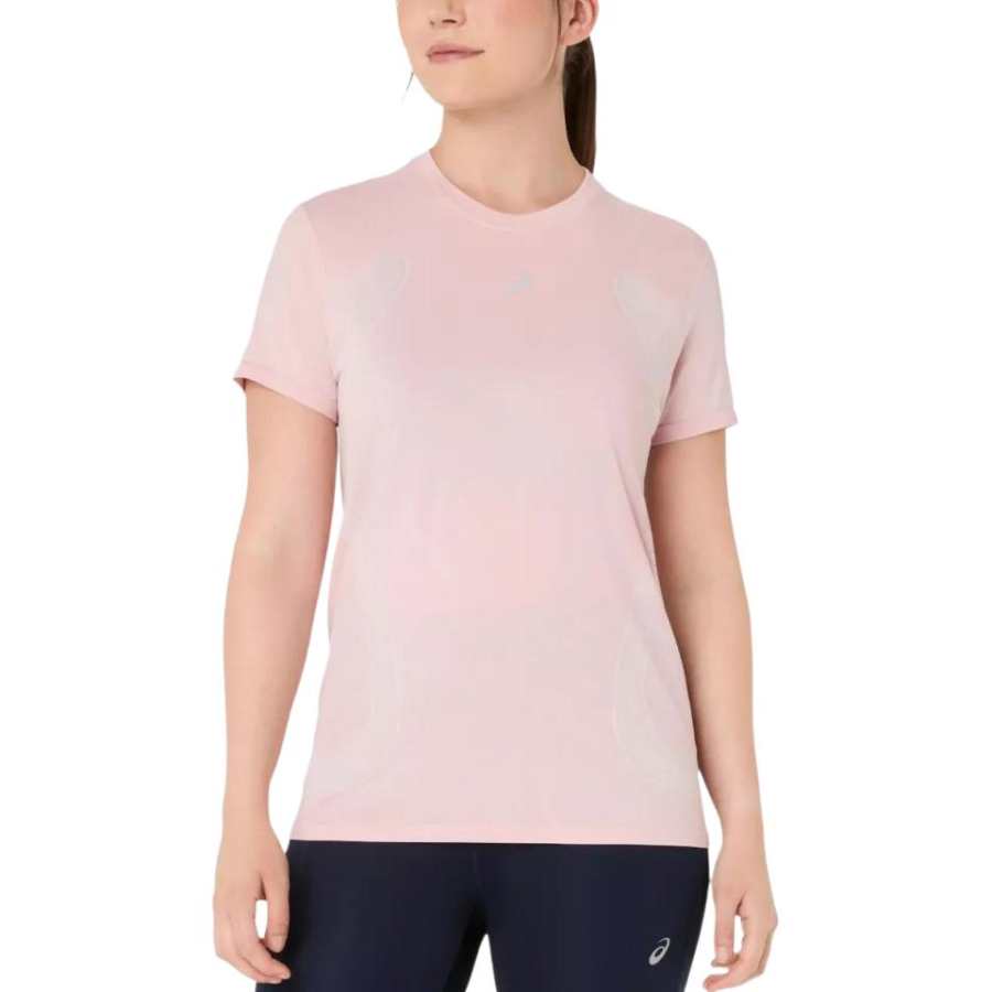 ASICS ROAD T Shirts Women's Pink Crew Neck