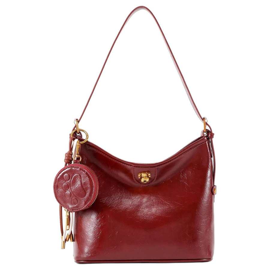 PAYOT Microfiber Synthetic Leather Shoulder Bag, Crossbody Bag Women's Burgundy
