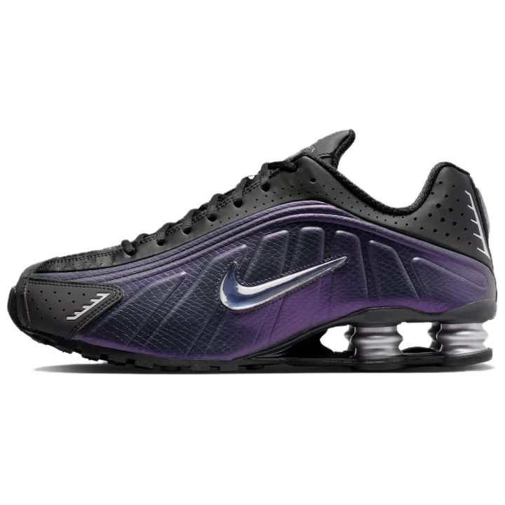 Nike Nike Shox R4 Running Shoes Unisex Black Purple
