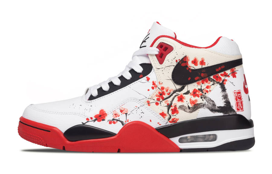 Nike Nike Flight Legacy Cushioning Abrasion Resistant Rebound Mid top Vintage Basketball Shoes Unisex Red White Black