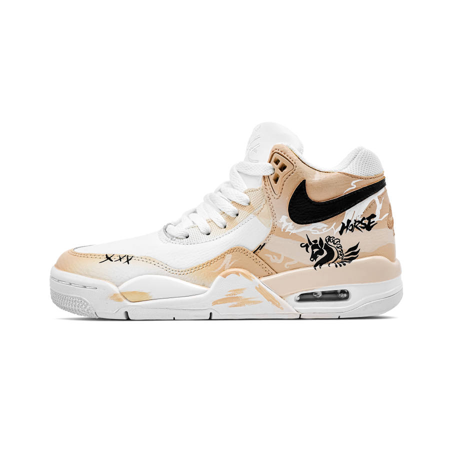 Nike Nike Flight Legacy Pegasus Leather Abrasion Resistant Mid top Vintage Basketball Shoes Men's Ecru