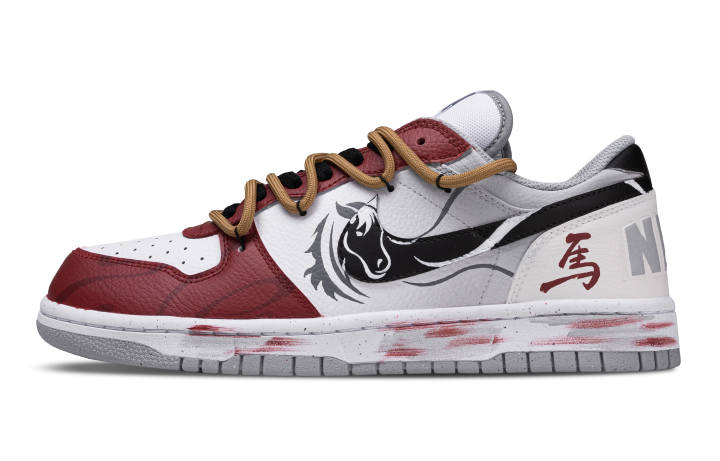 Nike Nike Big Galloping Horse Dawn Abrasion Resistant Breathable Low top Skateboard Shoes Men's White Red