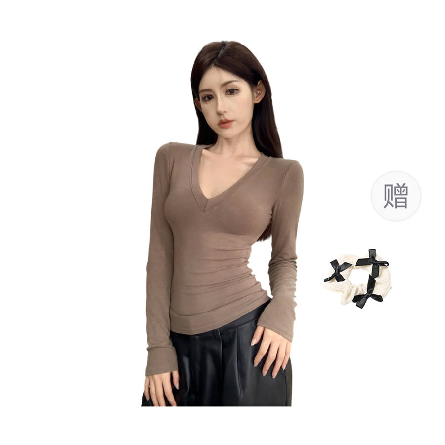 CPAURA Knitwear Women's V Neck Moderate Base Layer