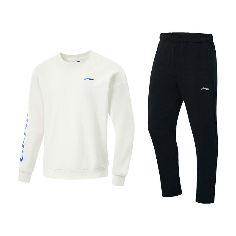 Li-Ning Li Ning Fashion Skin Friendly Fleece Lined Thermal Crew Neck Sweatshirt Comfortable Pants Casual Sportswear Unisex