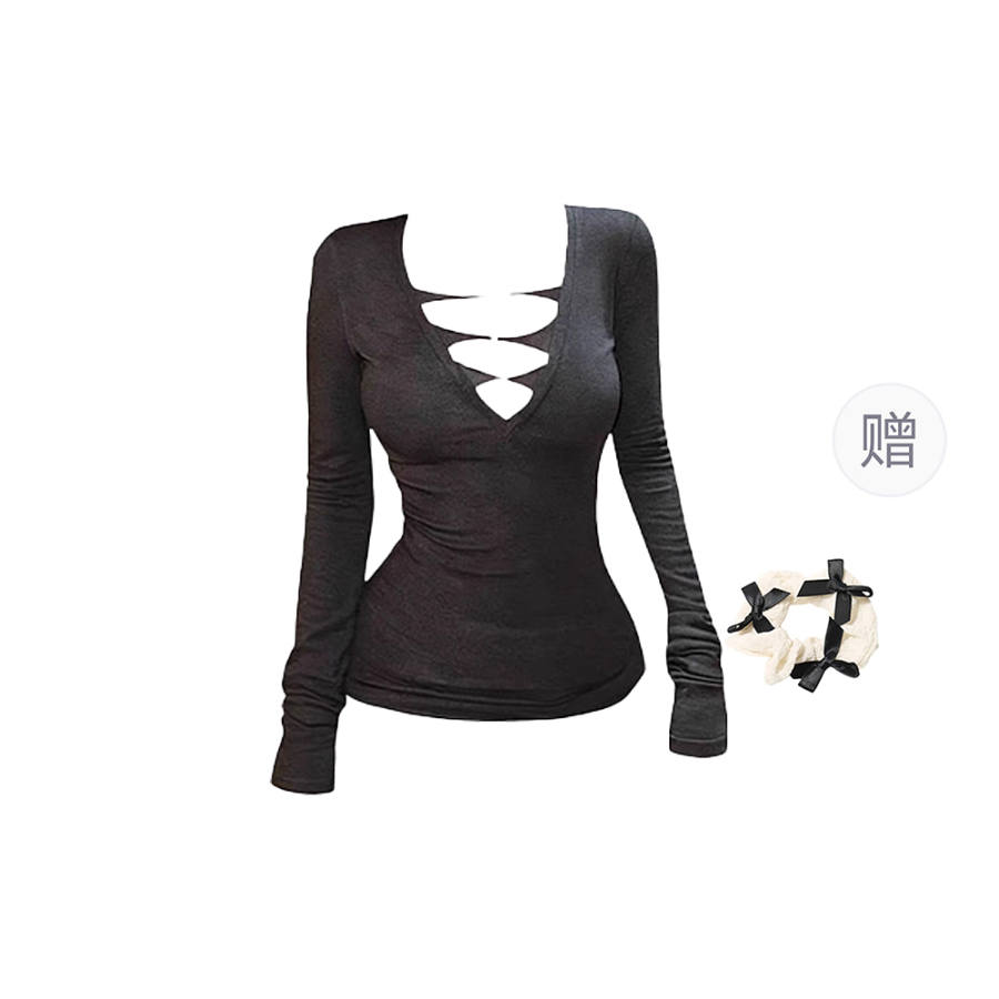 CPAURA Knitwear Women's V Neck Thickened And Fleece Lined Base Layer