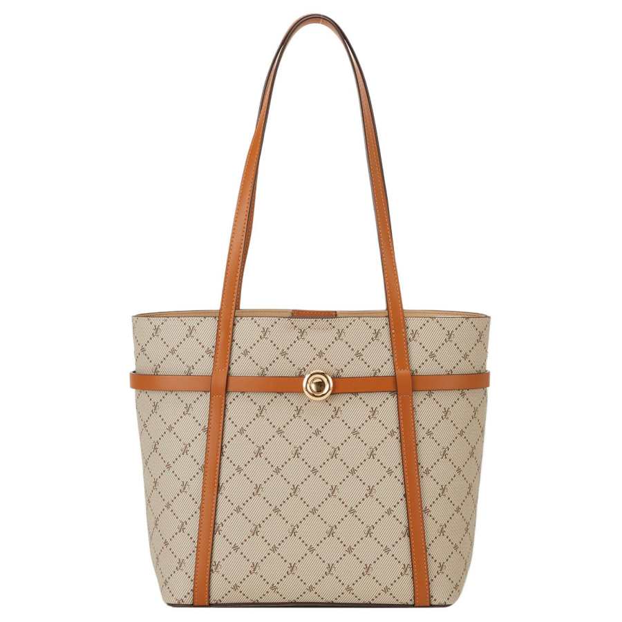 YEARCON PVC Shoulder Bag Women's Apricot