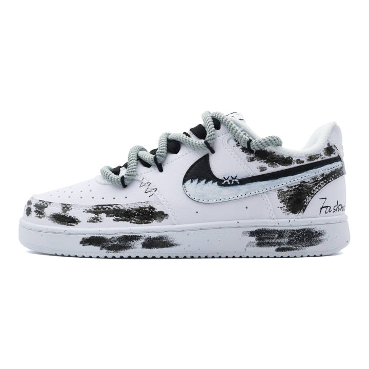Nike Nike Court Vision 1 Gothic Storm Lightweight Low top Skateboard Shoes Unisex Black White