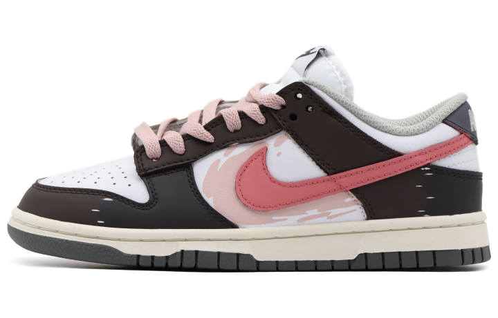 Nike Nike Dunk Graffiti Abrasion Resistant Low top Skateboard Shoes Women's Pink White Brown