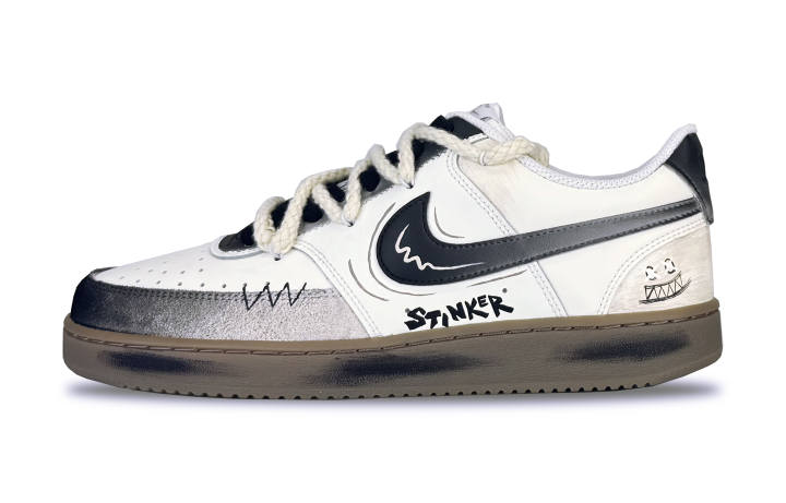 Nike Nike Court Vision Abrasion Resistant Low top Skateboard Shoes Men's Black White