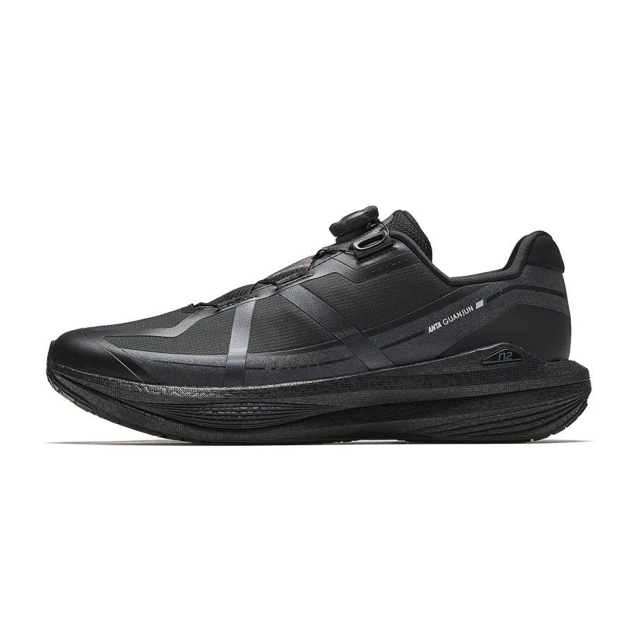 ANTA Anta Textile, Rubber Low top Running Shoes Men's Basic Black