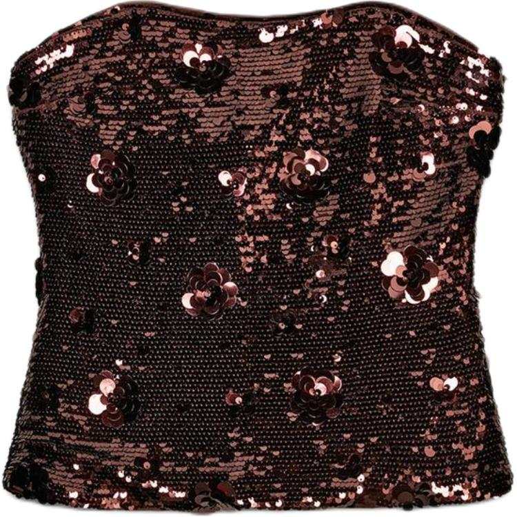 ZARA Strapless Tops Women's Dark Brown Moderate Other