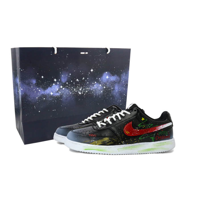 Nike Nike Court Vision 1 Wishing Tree Coverage Abrasion Resistant Low top Skateboard Shoes Men's Christmas Red