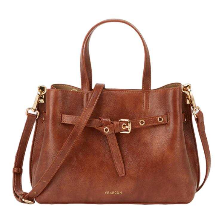 YEARCON Synthetic Leather Handbag Women's Yellow Brown