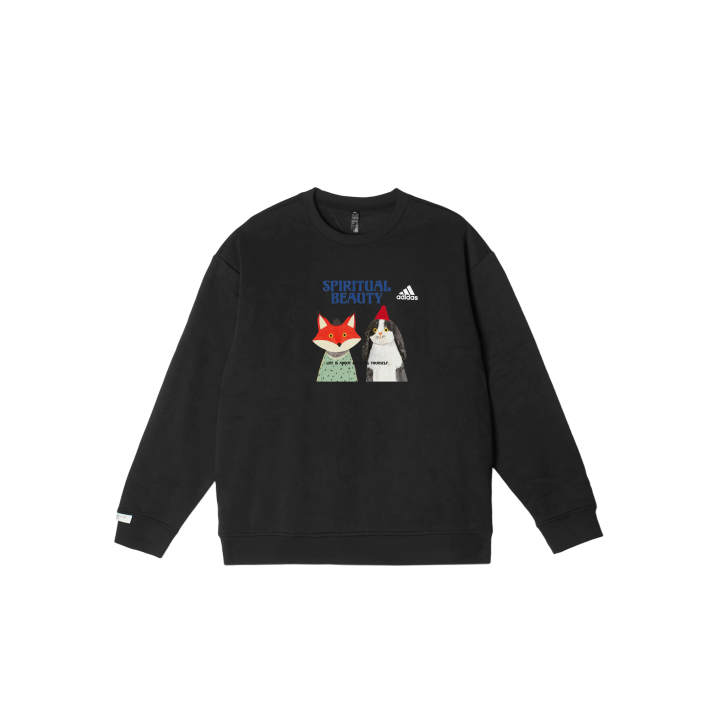 Adidas Adidas LABEL Sweatshirts Unisex Black Crew Neck Moderate Regular