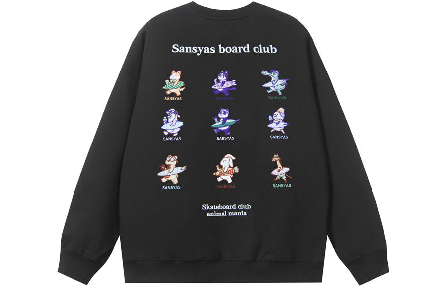 SANSYAS Sweatshirts Unisex Black Crew Neck Moderate Regular