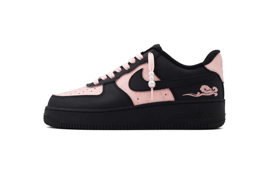 Nike Nike Air Force 1 Mystic Cherry Beaded Abrasion Resistant Abrasion Resistant Low top Skateboard Shoes Women's Black Pink