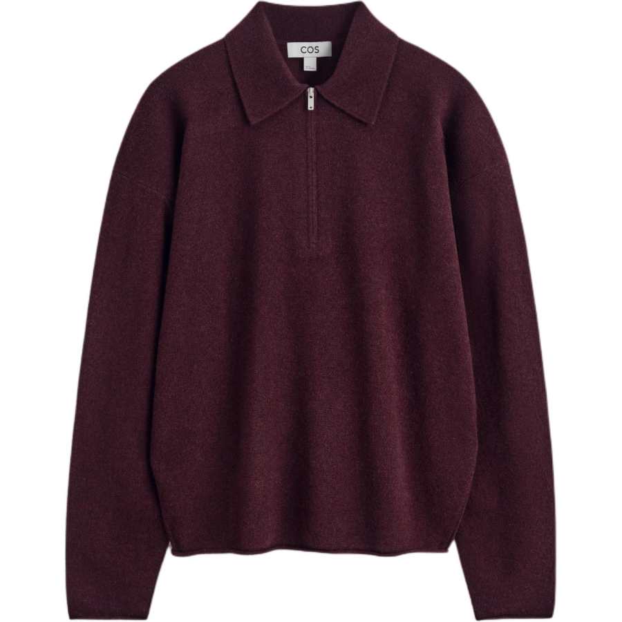 COS Polo Shirts Women's Burgundy Polo Collar Moderate