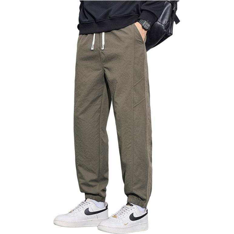Tonlion Casual Pants Unisex Army Green Moderate Cuffed Pants