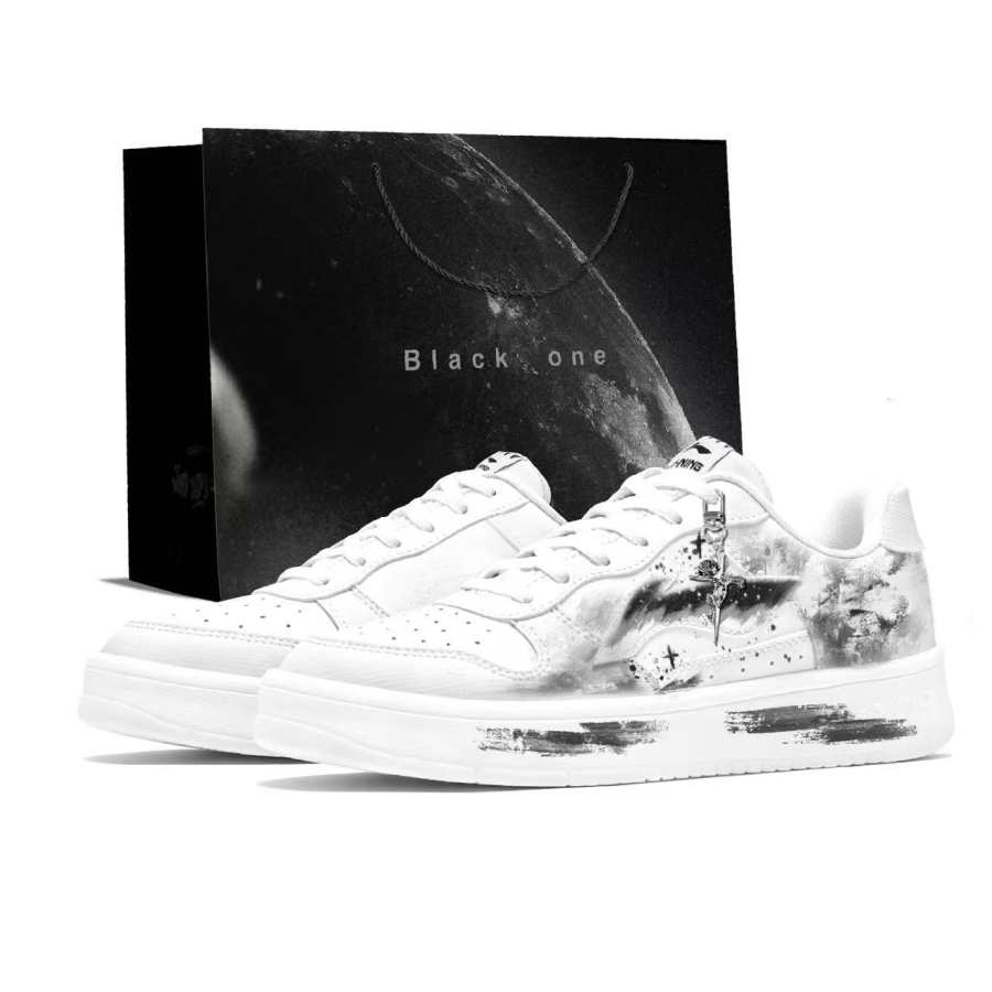 Li-Ning Li Ning Floating Boat Slip Resistant, Abrasion Resistant, Lightweight Low top Skateboard Shoes Men's Black White