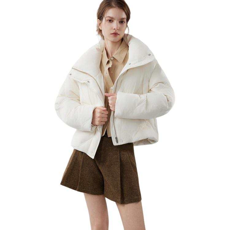 ELLE ELLE Down Jackets Women's White Stand Collar Thickened