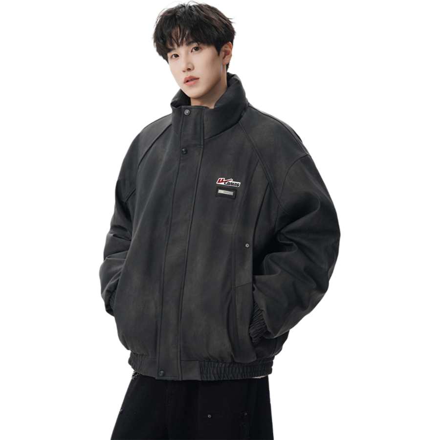WARRIOR WARRIOR Down Jackets Unisex Stand Collar Fleece Lined Down Jacket