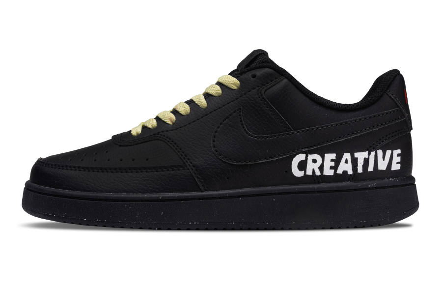 Nike Nike Court Vision Red Logo Black Abrasion Resistant Abrasion Resistant Low top Skateboard Shoes Men's Black