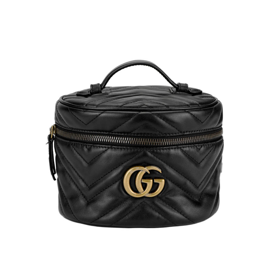 GUCCI GG Marmont Leather Makeup Bag Handbag Backpack Women's Black