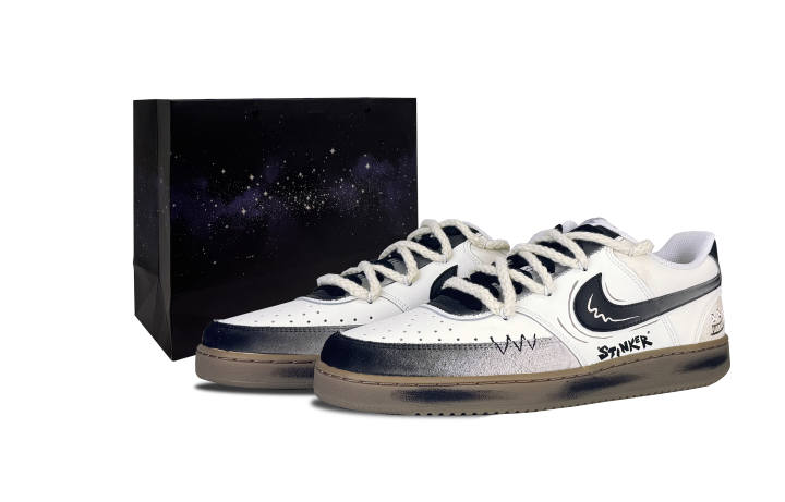 Nike Nike Court Vision Abrasion Resistant Abrasion Resistant Low top Skateboard Shoes Men's Black White