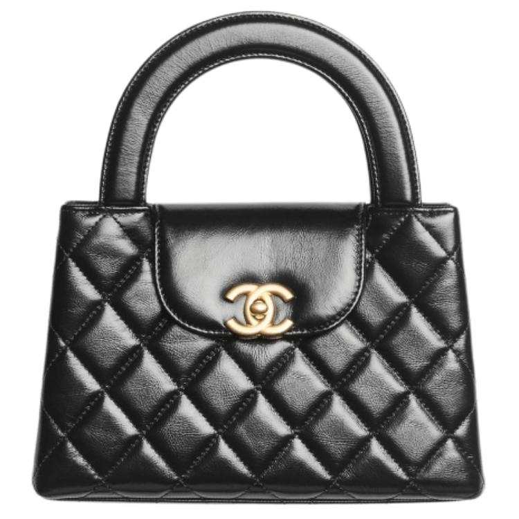 CHANEL 23K Kelly Shiny Aged Calfskin Gold-Tone Metal Mini Handbag Black