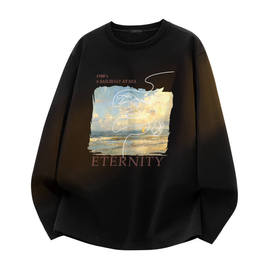 Tonlion T Shirts Unisex Crew Neck Thickened And Fleece Lined Straight Fit