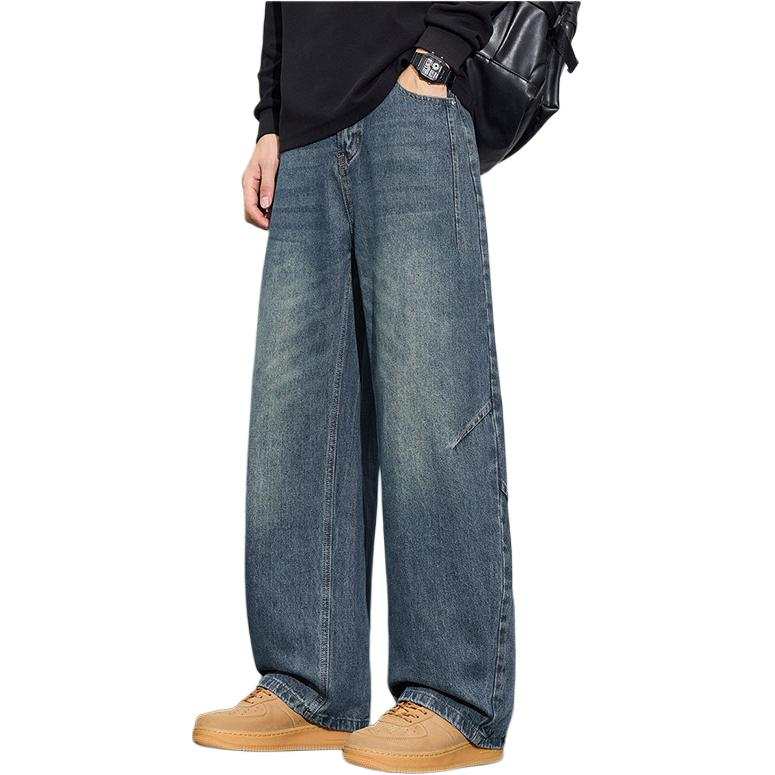 Tonlion Jeans Unisex Vintage Blue Moderate Straight Fit Pants