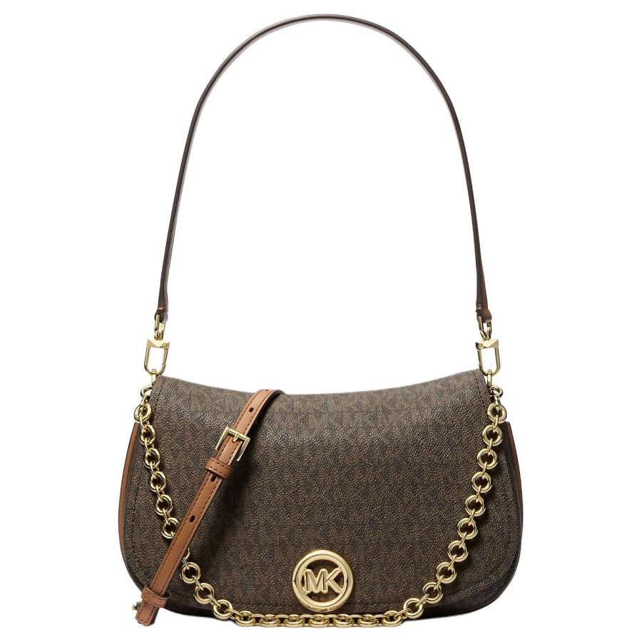 MICHAEL KORS Nolita Coated Canvas Saddle Bag, Shoulder Bag Medium Women's Brown
