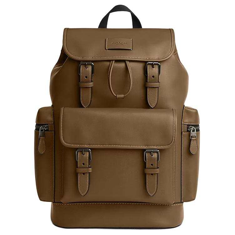 COACH COACH Sprint Smooth Grain Leather Backpack Large Unisex Brown Green