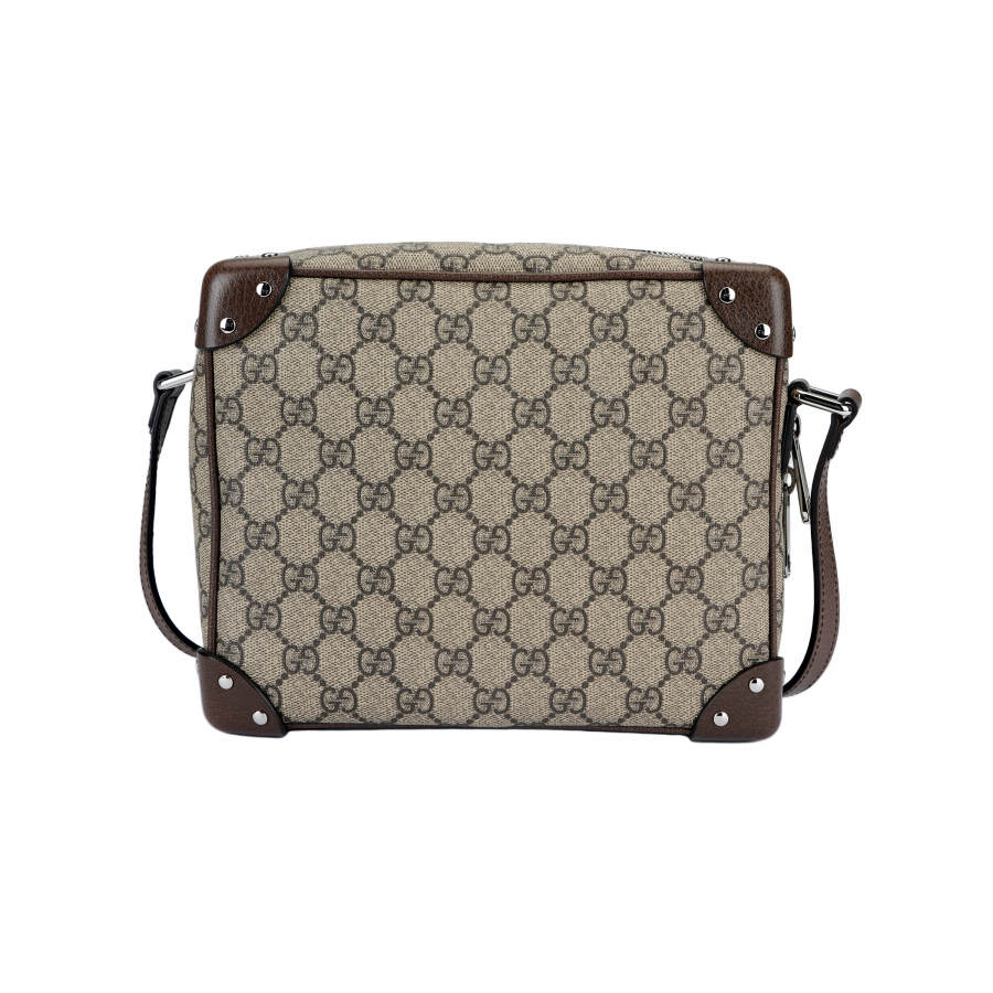 GUCCI Canvas Box Bag, Small Square Bag, Crossbody Bag, Shoulder Bag Unisex Ebony & Brown