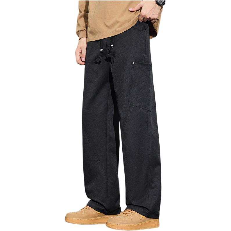 Tonlion Casual Pants Unisex Black Moderate Straight Fit Pants