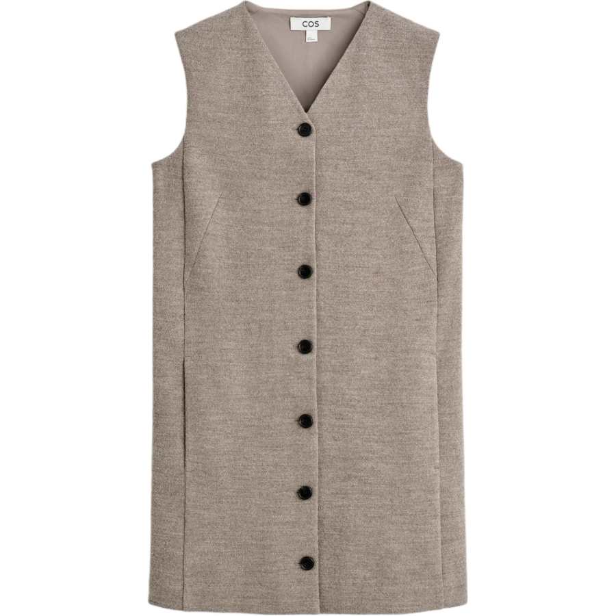 COS Sleeveless Dresses Women's Taupe V Neck Moderate Short