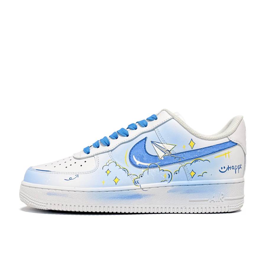 Nike Nike Air Force 1 Paper Plane Abrasion Resistant Low top Skateboard Shoes Men's Blue