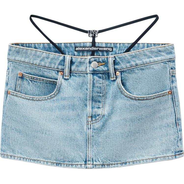 Alexander Wang strap-detail low-rise denim skirt