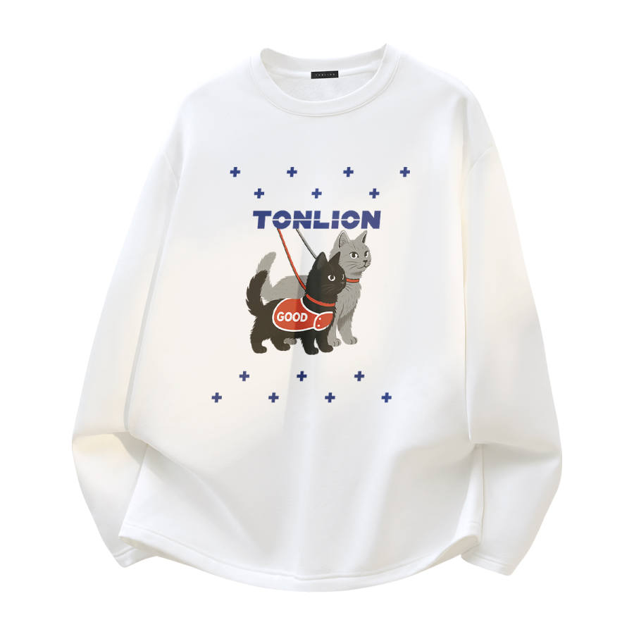 Tonlion T Shirts Unisex Crew Neck Thickened And Fleece Lined Straight Fit