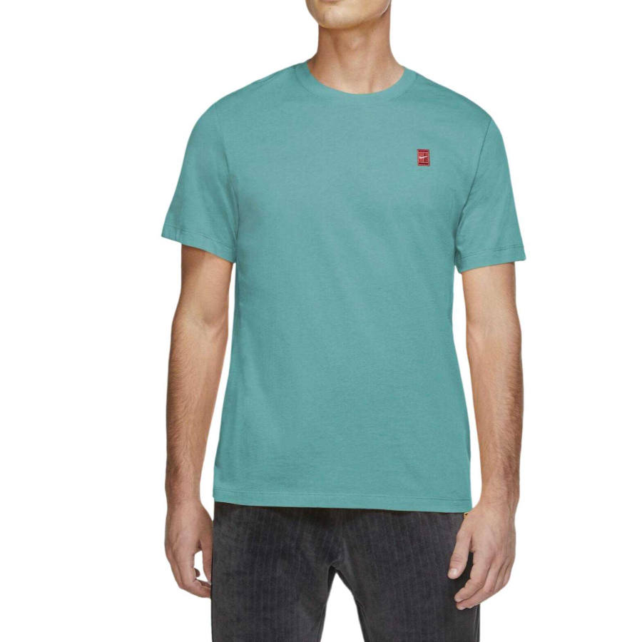 Nike Nike Court Tennis Tops Men's Washed Blue Green/Washed Blue Green Crew Neck Moderate